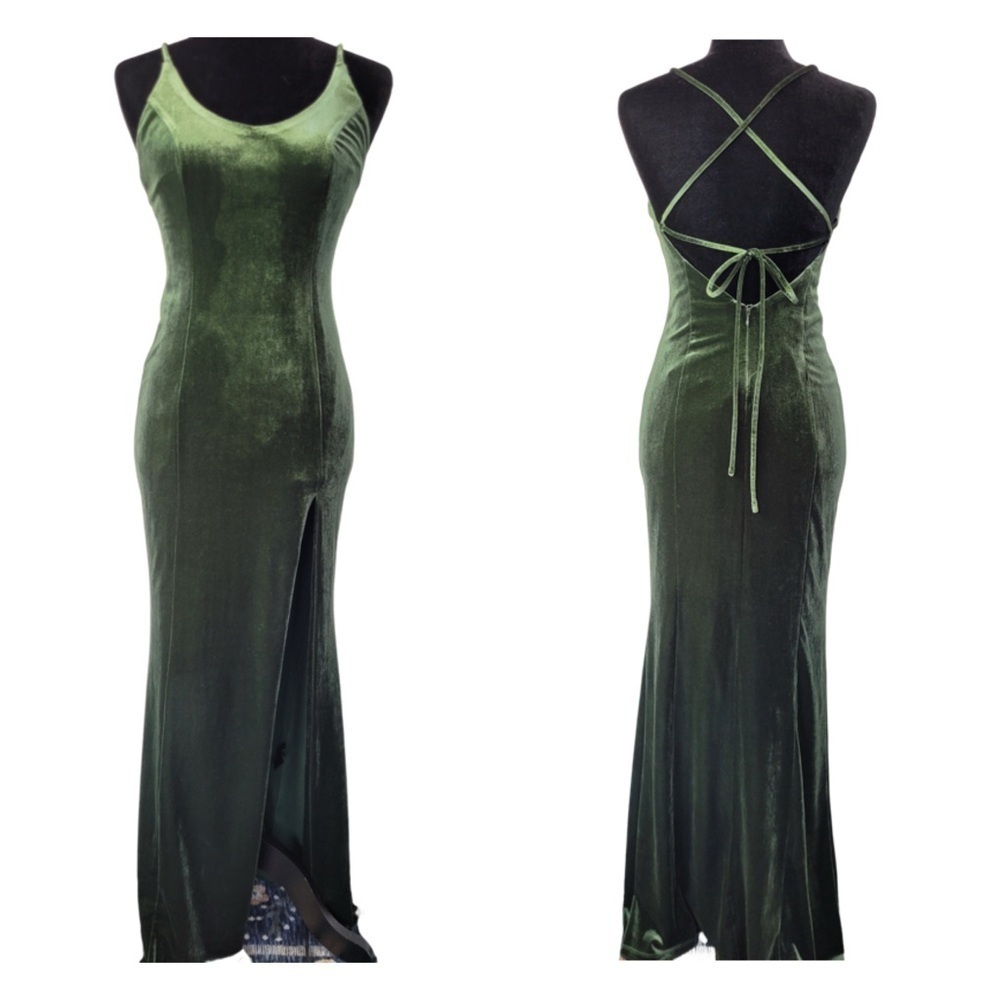 ✅ NWT Revolve Majorelle Olive Sheath Corset Velvet Maxi Dress size XS